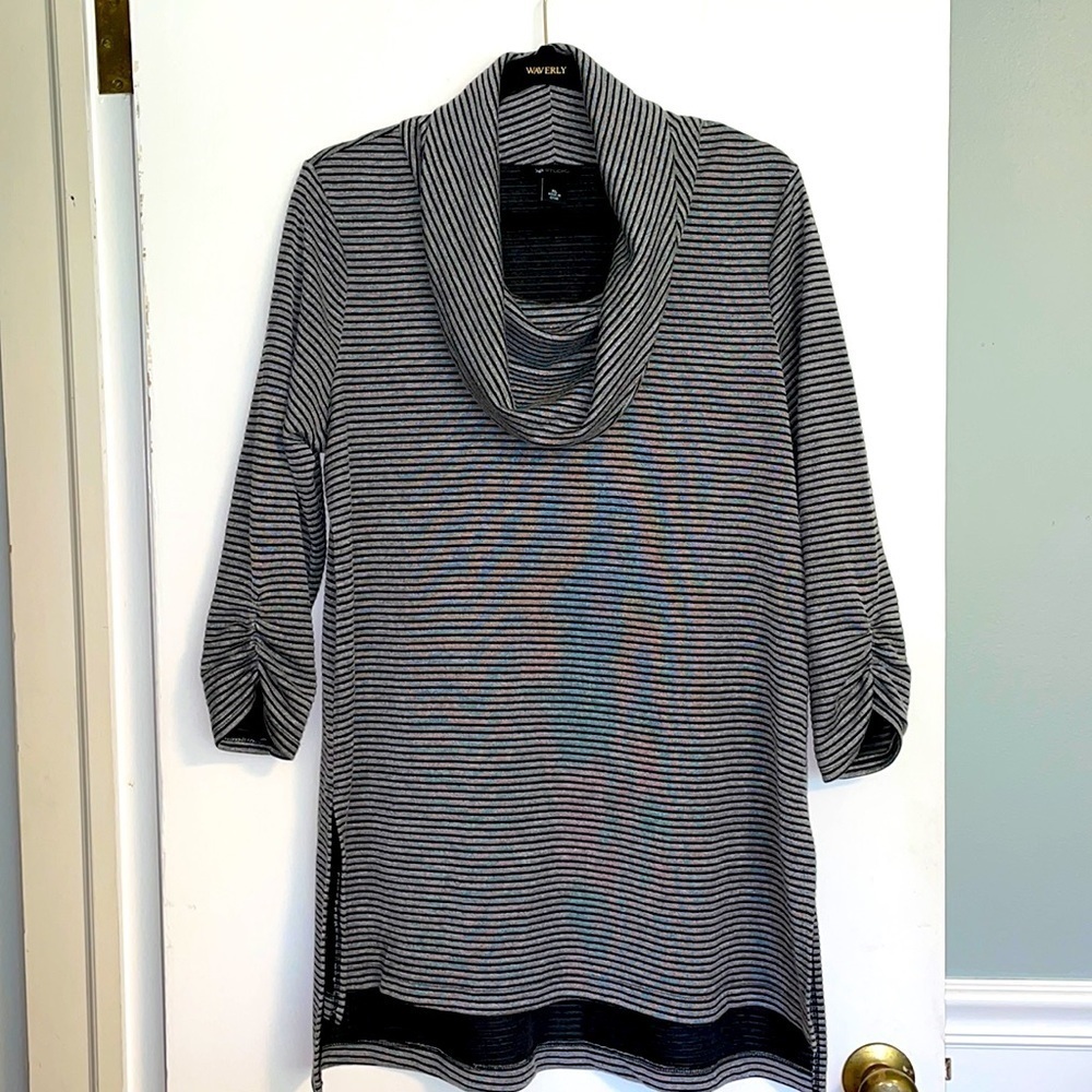 AB Studio thin striped cowl neck tunic size XL